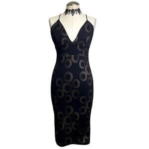 Vintage 90s Codigo Strappy Clubbing Gothic Chic Disco Bodycon Midi Dress